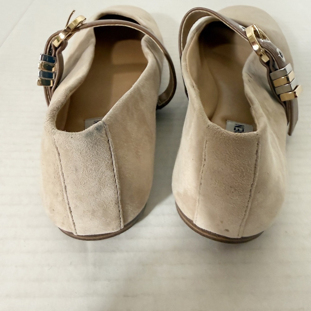 Steve Madden Lucia Suede Beige Mary Jane Buckle Ballet Flats Size 6 - Picture 6 of 7